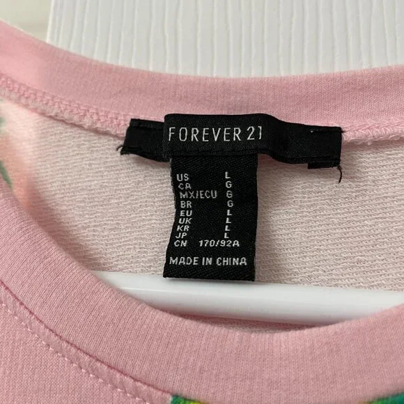 FOREVER 21 Pink Tropical T-shirt - Size L - Picture 2 of 4